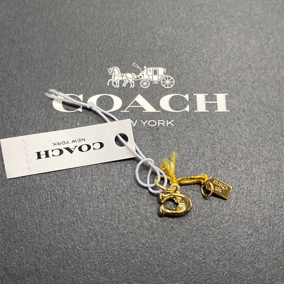 Coach Gold Collectible Pave Signature Charm mini C logo bag charm necklace - Picture 5 of 6